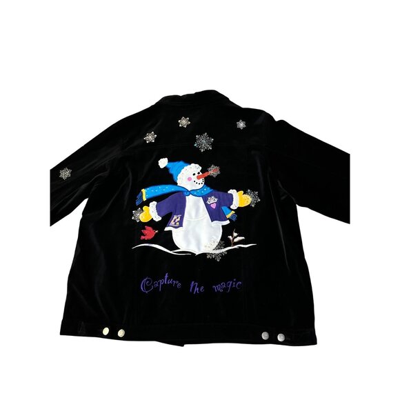 The Quacker Factory Christmas Jacket Womens 1X Used Snowman Capture the Magic - Picture 4 of 14